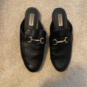 Steve Madden Slide on Mules with Gold buckle